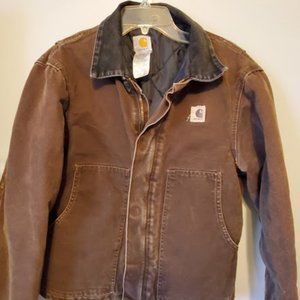 Brown winter Carhart work jacket, the lining is thick, sz S, mens.